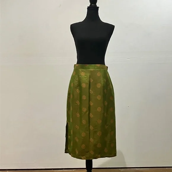 Green and Gold Silk Skirt - Picture 3 of 12